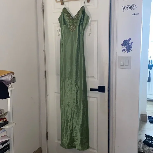 bluish green bridesmaid dresses Silk Billowy Sleeve Midi Wrap Dress - Chartreuse Emerald main image 0